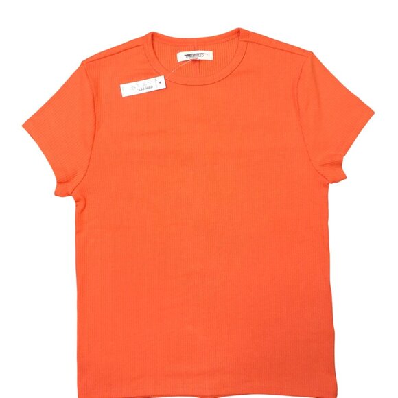Madewell Womens‎ Orange Ribbed Knit Tee Size S - Picture 1 of 6
